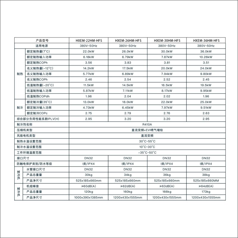 HXEM家用全直流变频冷暖机分体机系列HXEM-26HM-HFS